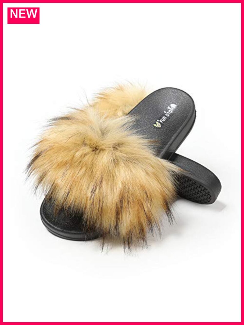 Women's Furry Slides Faux Fur Fuzzy Slippers Fluffy Sandals